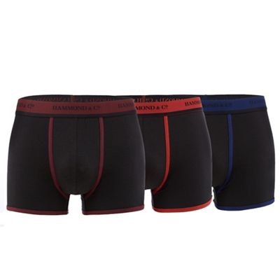 Hammond & Co. by Patrick Grant Pack of three black contrast waistband hipster trunks